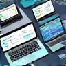 Laptops and tablets showing hotel apps